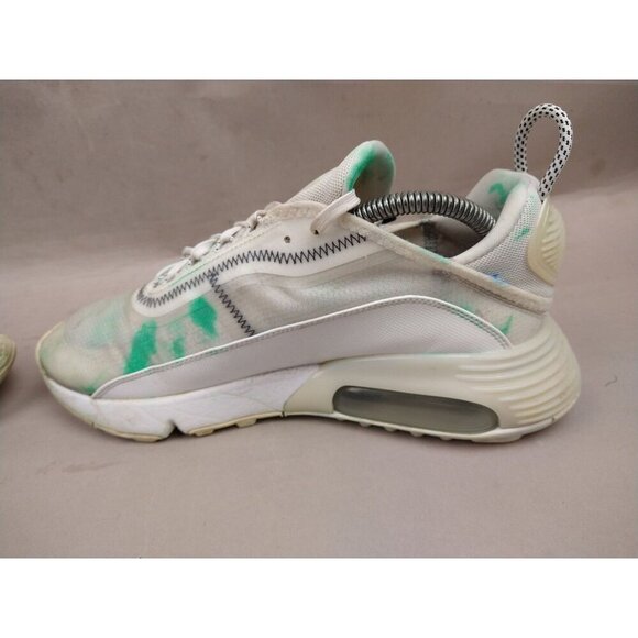 Nike Air Womens 2090 9.5 Triple White Paint Spatter Running Mesh Sneakers Shoes - Picture 5 of 13